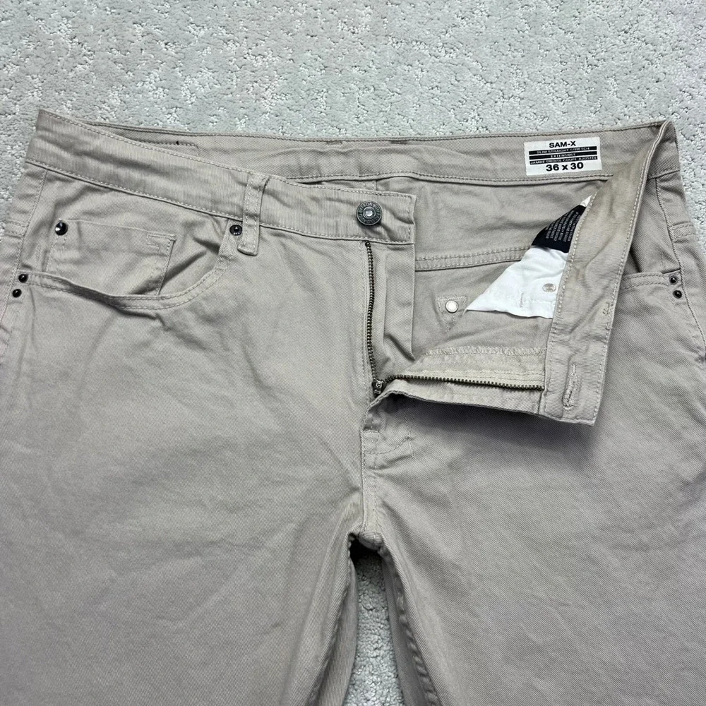 Buffalo David Bitton Jeans Mens 36x30 Sam-X Slim Straight Stretch Khaki Beige
